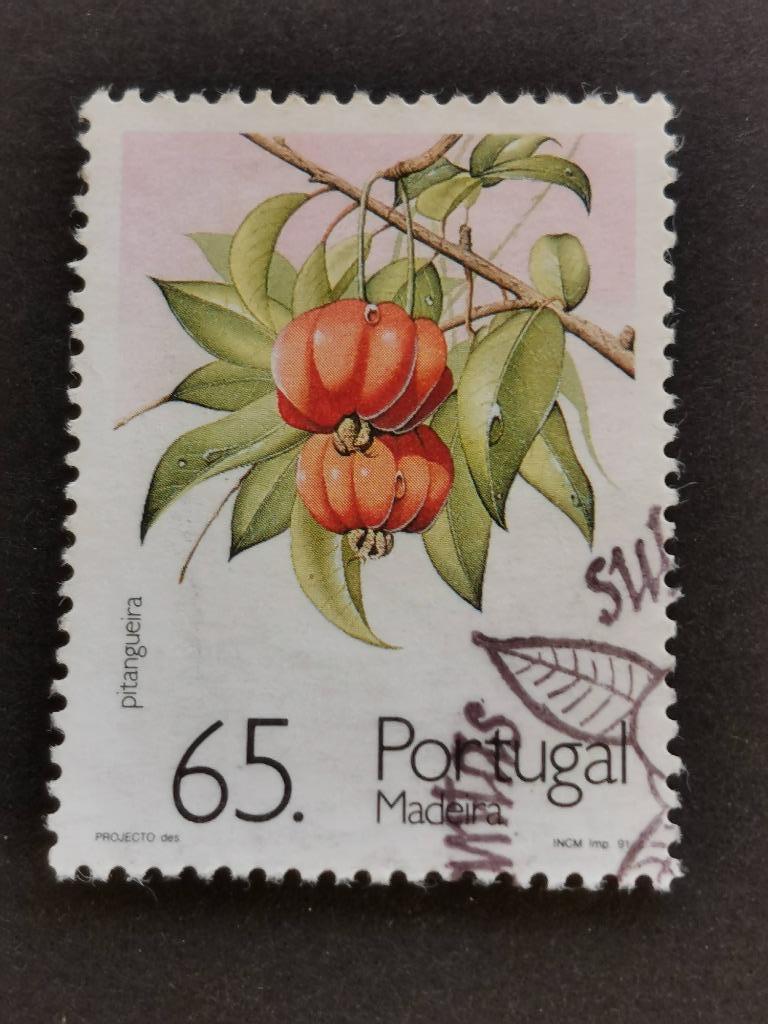 Madeira 1991 - subtropisch fruit - flora - Surinaamse kers, Ophalen of Verzenden, Portugal, Gestempeld