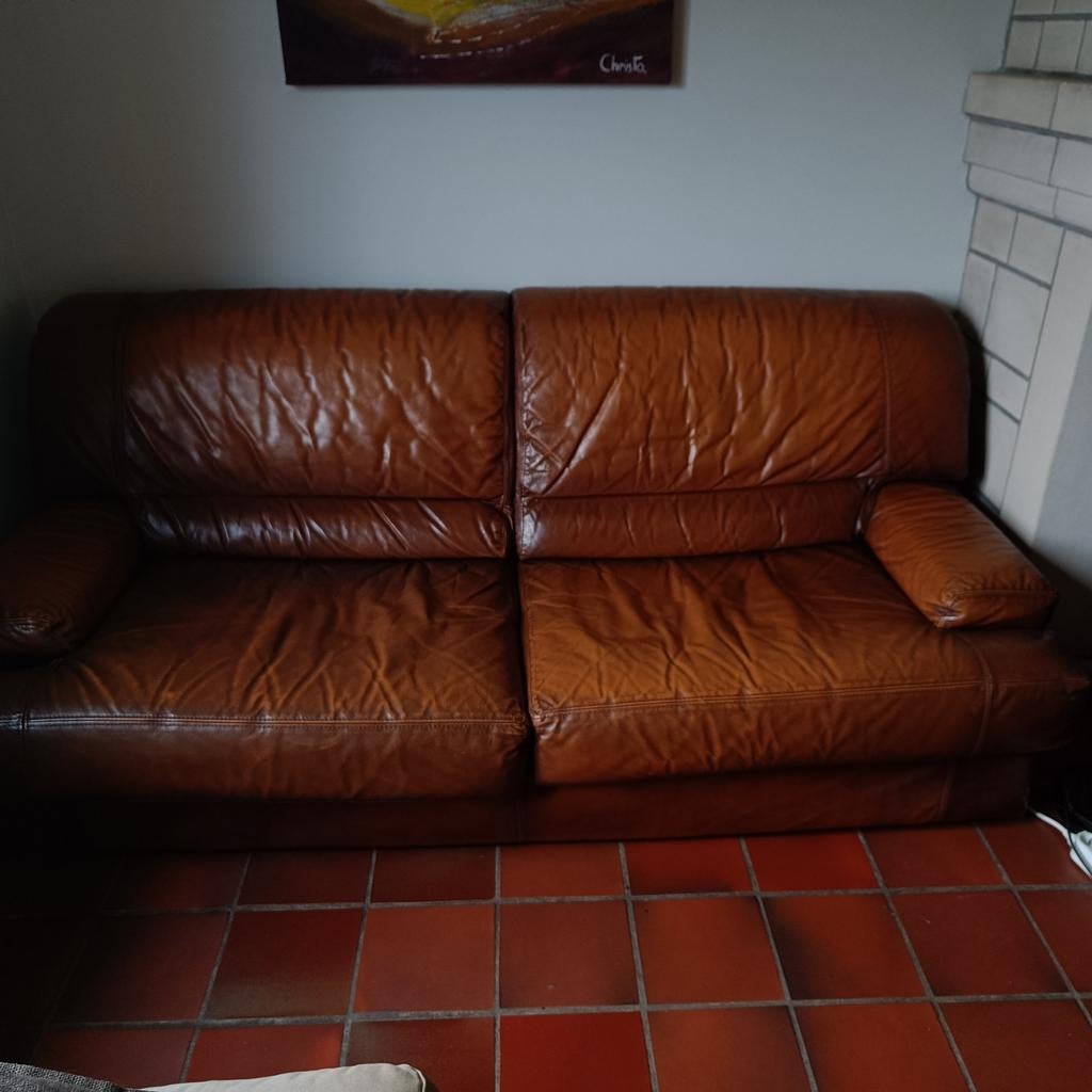 Lederen salon, Huis en Inrichting, Zetels | Zetels, Ophalen