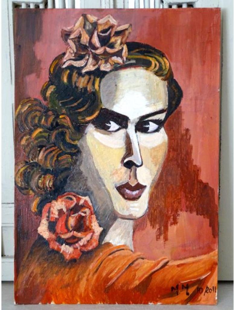 portret schilderij Flamenco Madame 2011, Antiek en Kunst, Ophalen of Verzenden