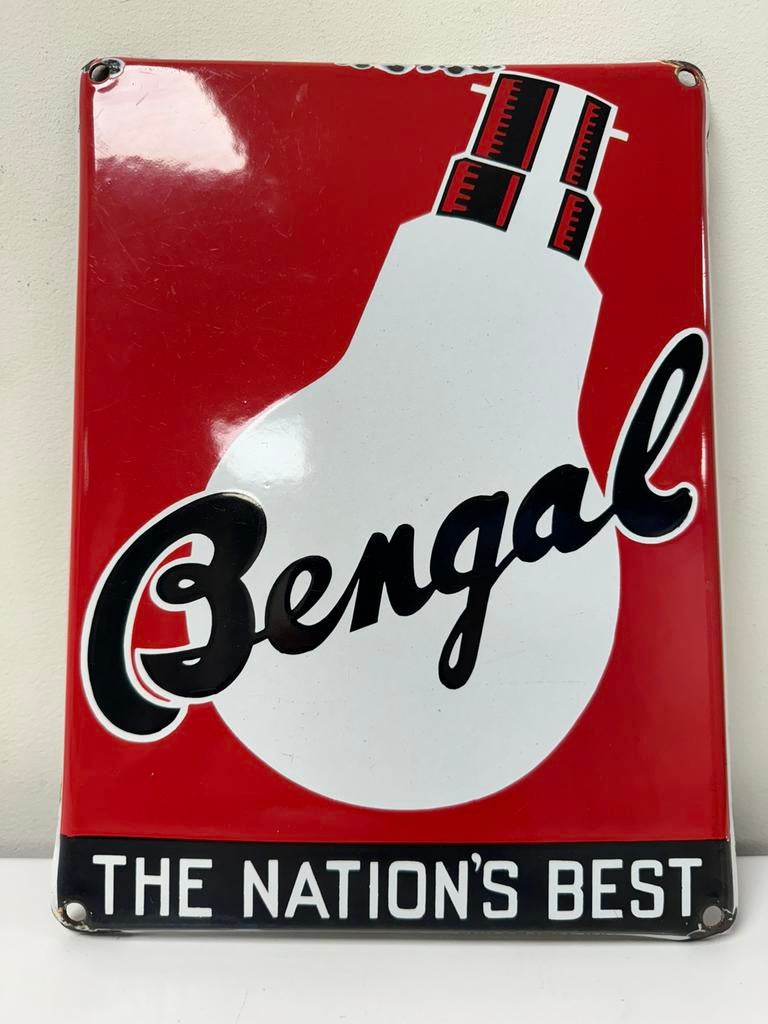 Enseigne publicitaire en émail lampes du Bengale, Enlèvement ou Envoi, Utilisé, Panneau publicitaire