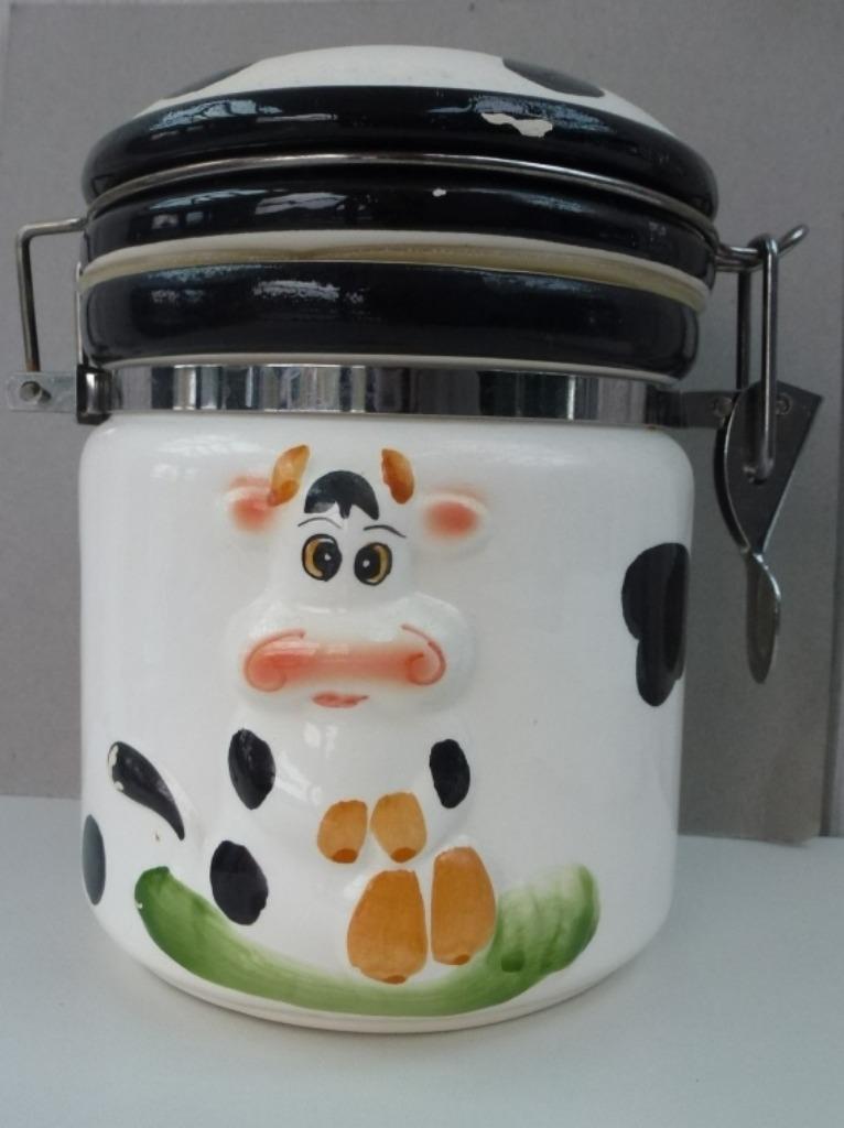 2 bocaux de conservation avec couvercle vache, Maison & Meubles, Enlèvement ou Envoi, Comme neuf, Boîte