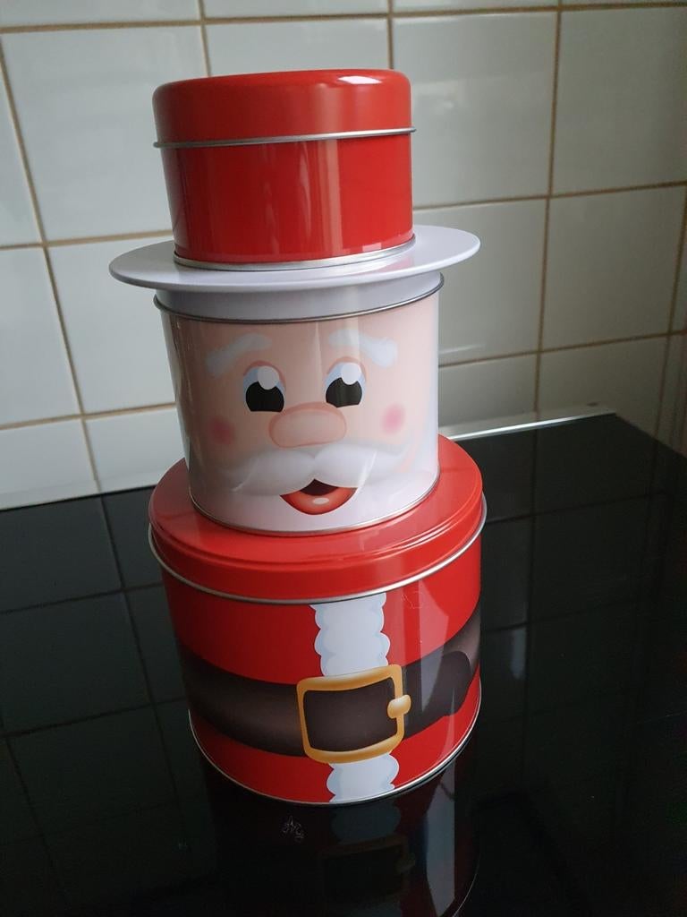Voorraaddoos/kado doos kerstman in blik, Huis en Inrichting, Ophalen of Verzenden, Nieuw, Overige materialen, Pot, Bus of Blik