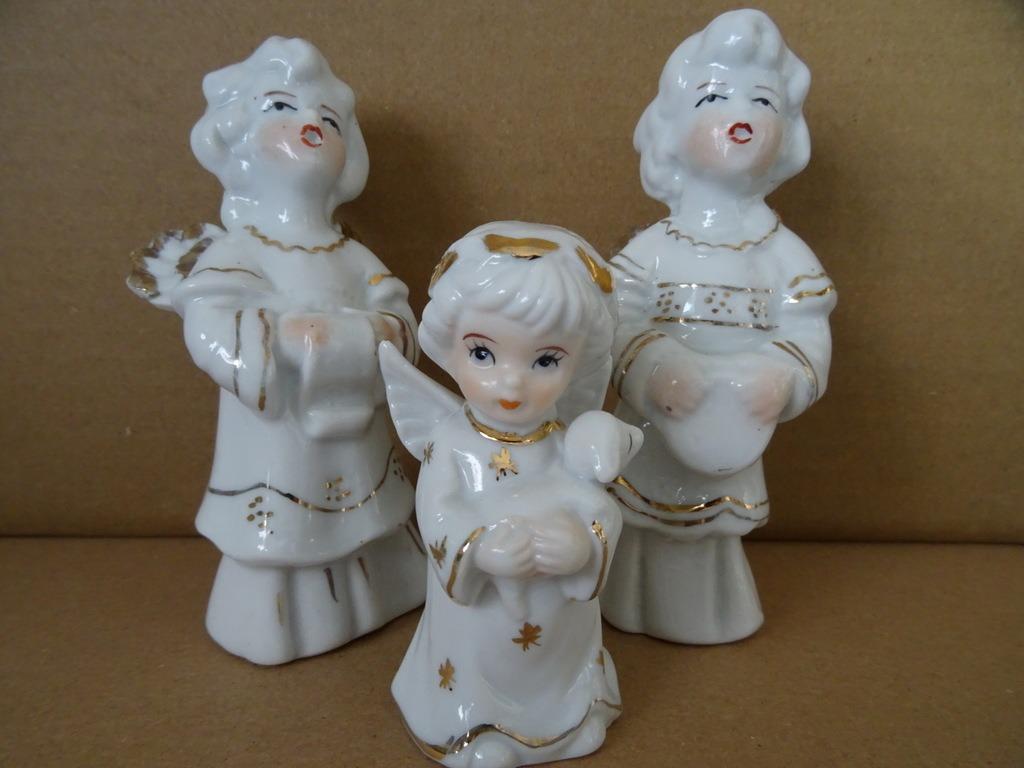 Figurine ange porcelaine figurines anges plaqué or 1950-1970, Enlèvement ou Envoi, Comme neuf, Religion