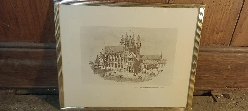 Gravure Cathédrale Tournai 1863 La Maison Tournaisienne,n390, Enlèvement ou Envoi, Architecture, Gravure