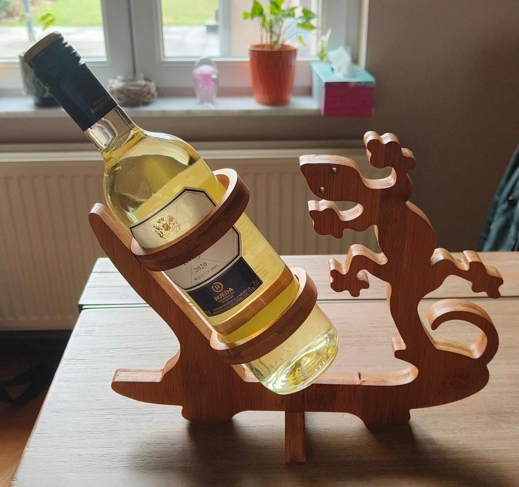houten wijnfleshouder, Ophalen, Zo goed als nieuw, Hout