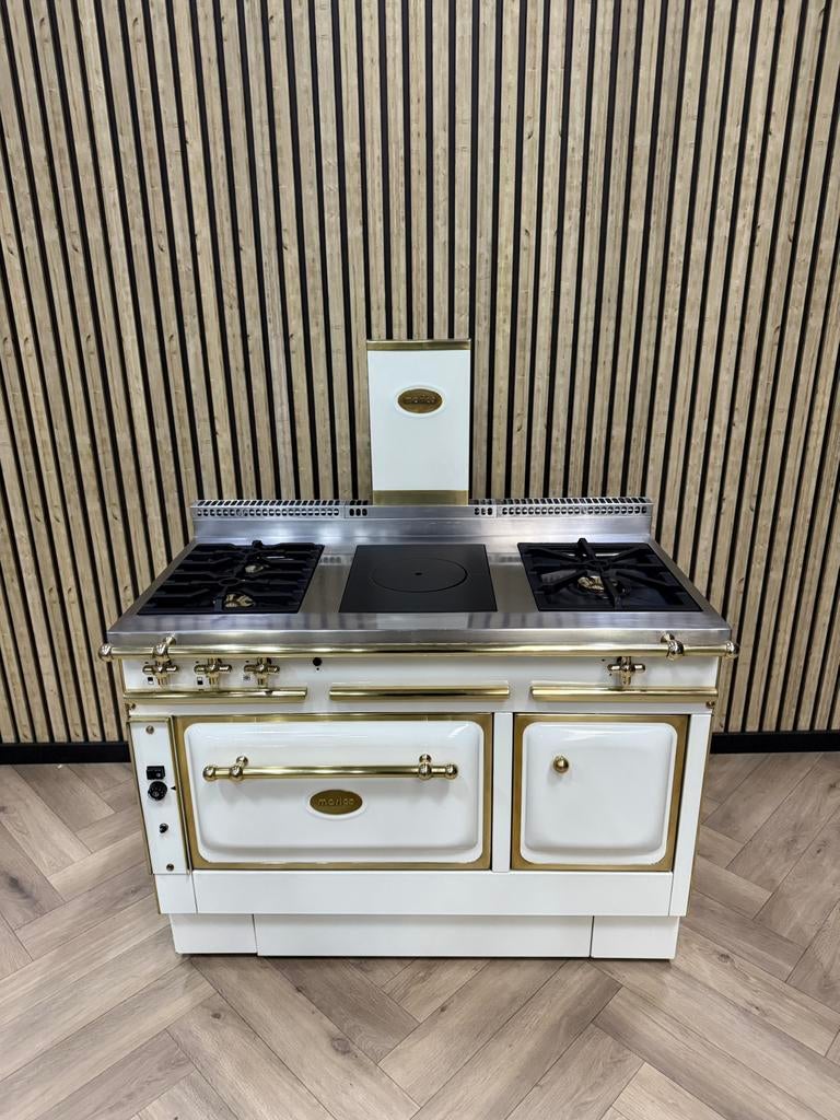 Luxe Fornuis Morice 120cm crème + Gasoven & Warmhoudkast, Ophalen of Verzenden, Grill, Gas