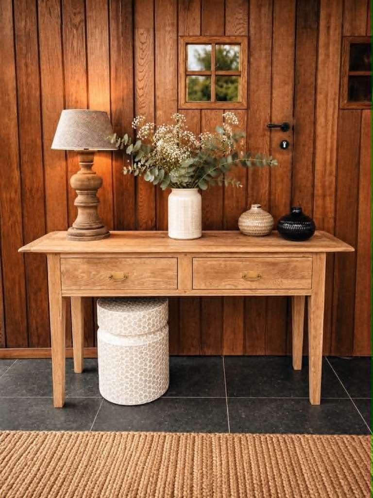 mooie landelijke eiken sidetable, Neuf, 25 à 50 cm, 150 à 200 cm, Enlèvement
