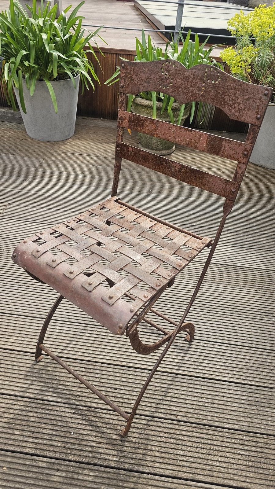 Gietijzeren tuinstoel, Jardin & Terrasse, Chaises de jardin, Enlèvement, Utilisé, Métal, Pliant