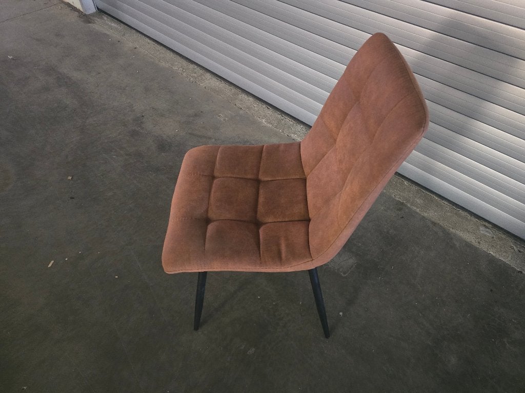 6 stoelen in cognac microleder - zoals nieuw - €240/6stuks, Huis en Inrichting, Stoelen, Ophalen, Zo goed als nieuw
