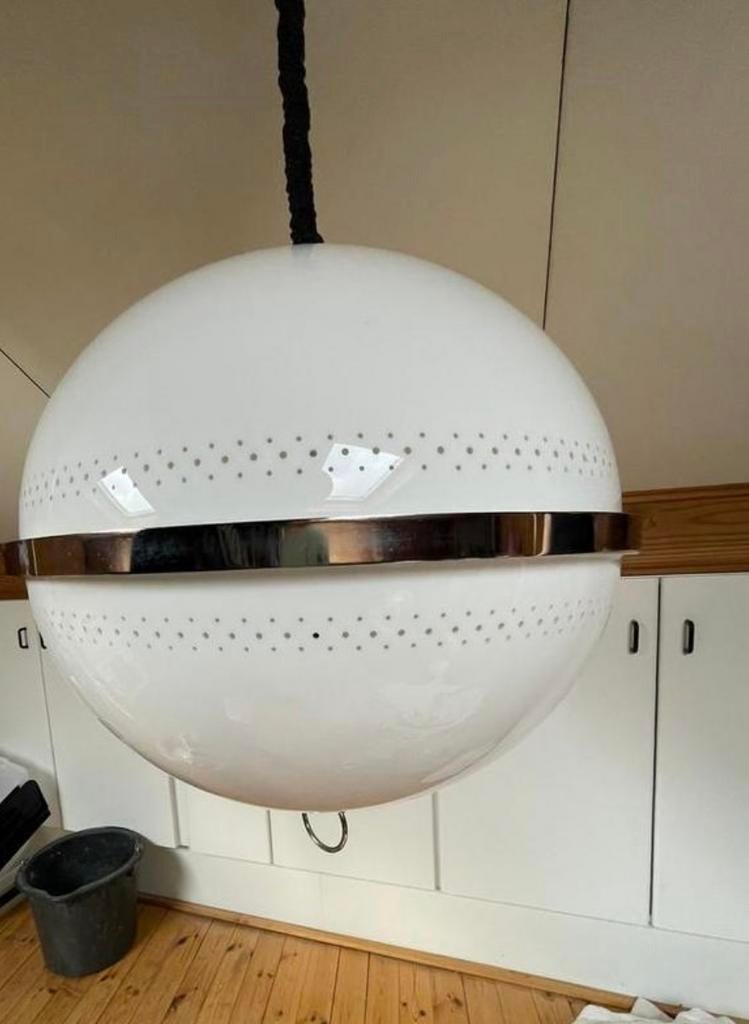Vintage Space Age UFO hanglamp – Italiaans design – jaren 70, Huis en Inrichting, Lampen | Hanglampen, Gebruikt, Kunststof, Ophalen