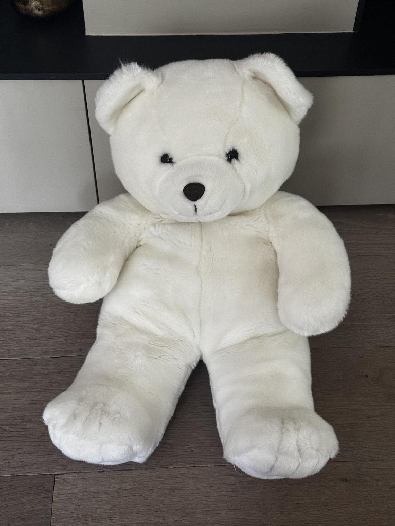 Grote luxe witte teddybeer XXL – super zacht – als nieuw, Ophalen, Overige karakters, Beer, Nieuw