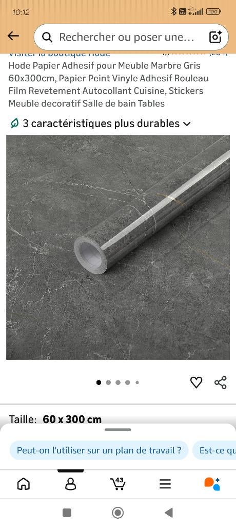 2 rouleaux Neufs Adhesif Marbré Gri pour redécorer, Enlèvement ou Envoi, Gris