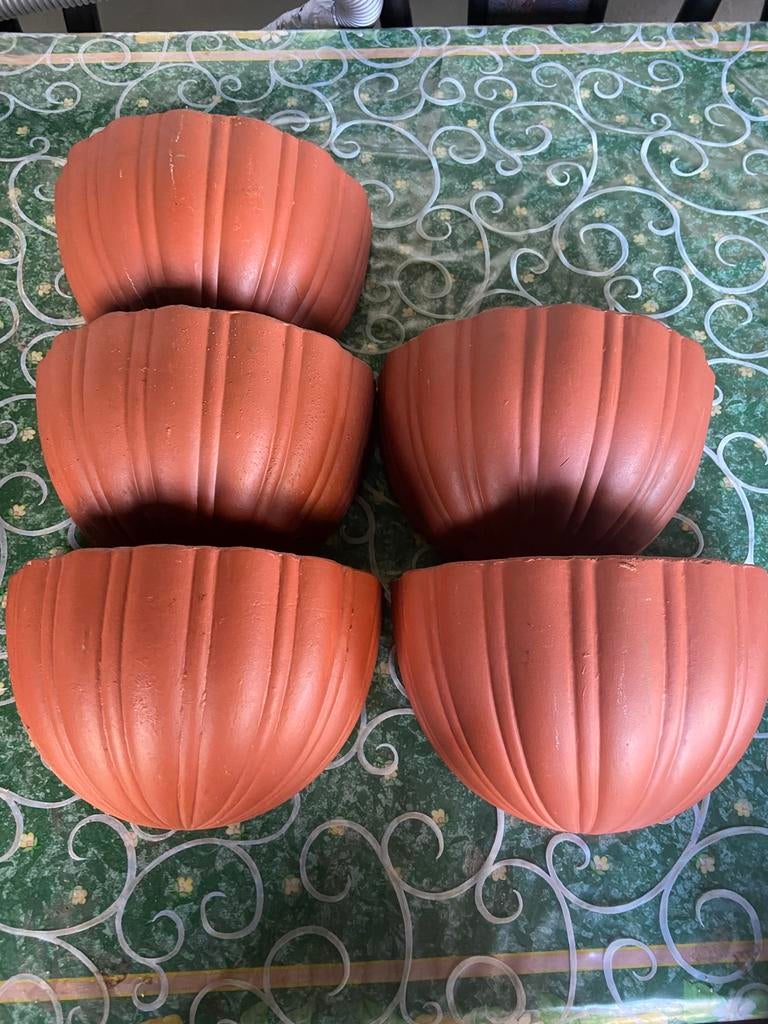 6 bloempotten voor aan de muur te hangen uit terracotta, Comme neuf, Enlèvement, Intérieur, Terracotta