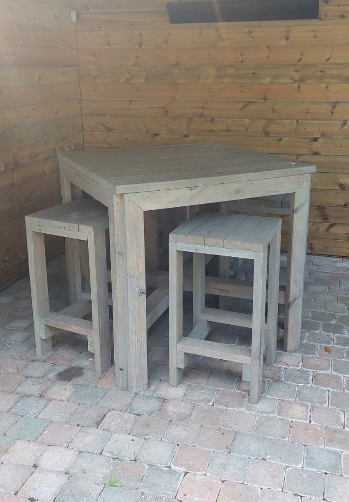 Tuinset bar tafel 6 stoelen, Jardin & Terrasse, Salons de jardin, Enlèvement, Utilisé, Bois