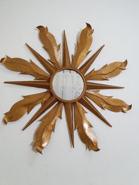 Miroir solaire vintage en métal 75 cm Italie 1950, Enlèvement