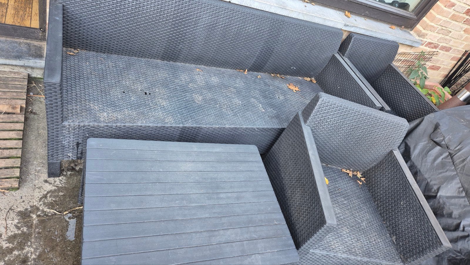 **Salon de jardin en résine effet rotin – anthracite**, 5 places, Salons de jardin, Enlèvement, Utilisé