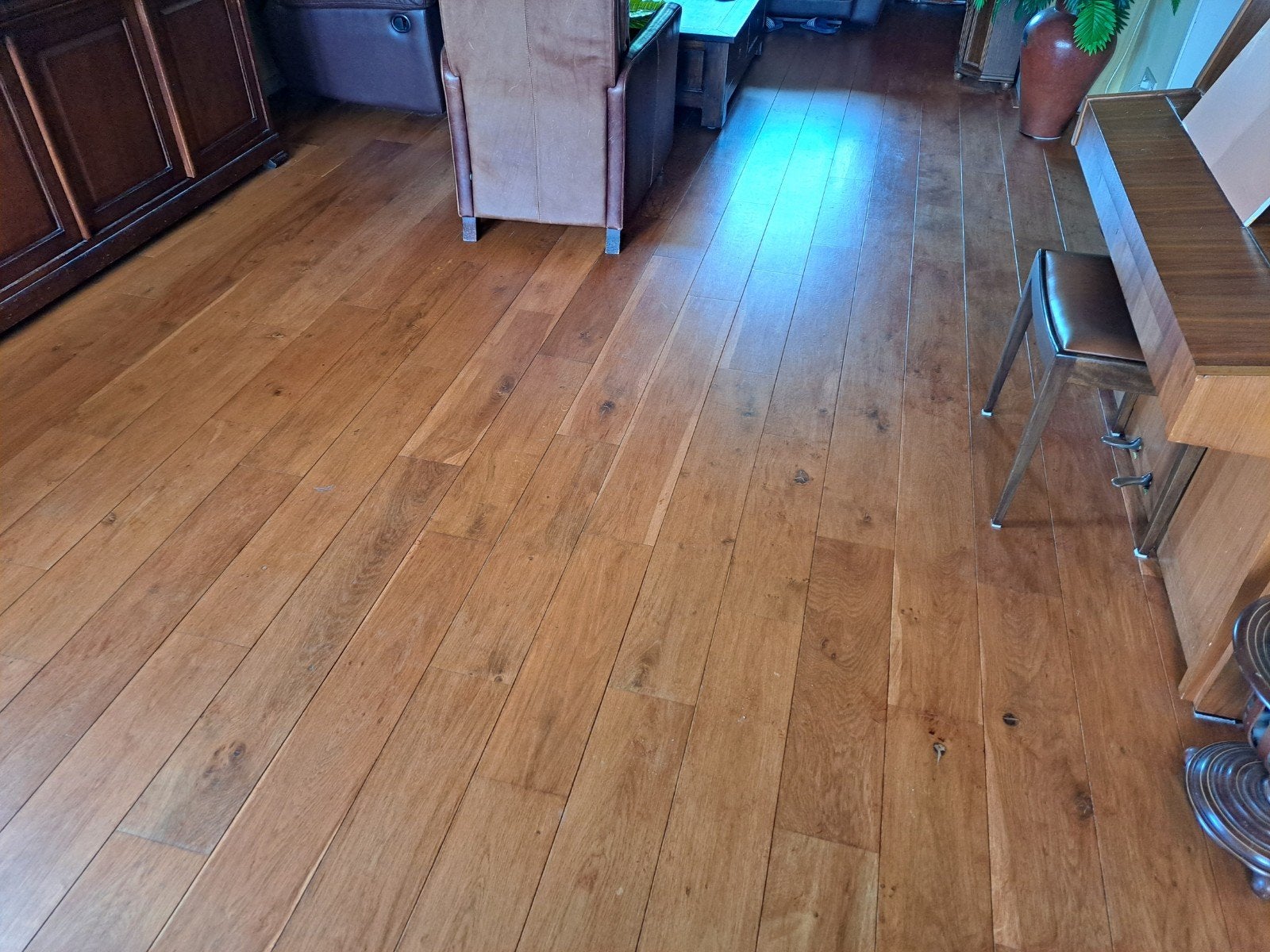 houten vloer te koop, 32m2, eiken kleur, Ophalen, Gebruikt, 50 tot 150 cm, Vloerdelen of -planken
