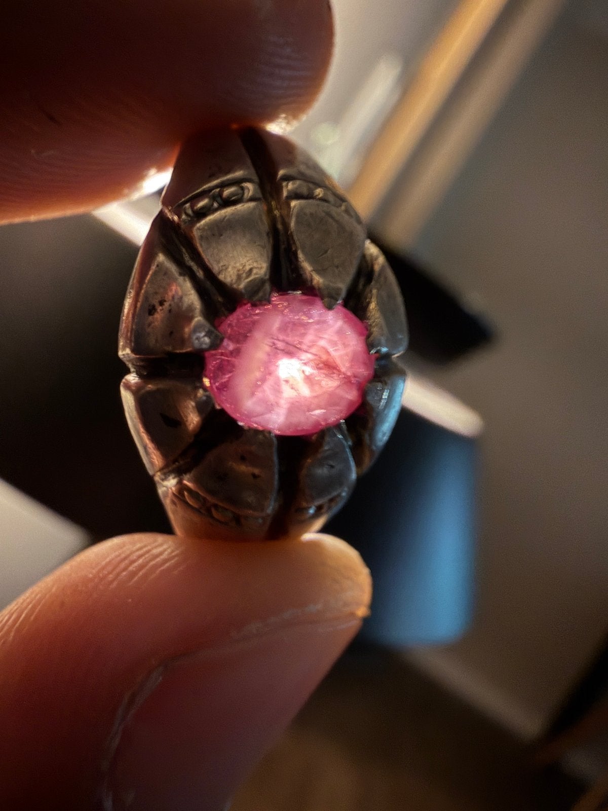 Bague Ancienne Argent & Pierre Rose Fushia Taille 60,5, Bijoux, Sacs & Beauté, Femme ou Homme, Utilisé, Avec pierre précieuse