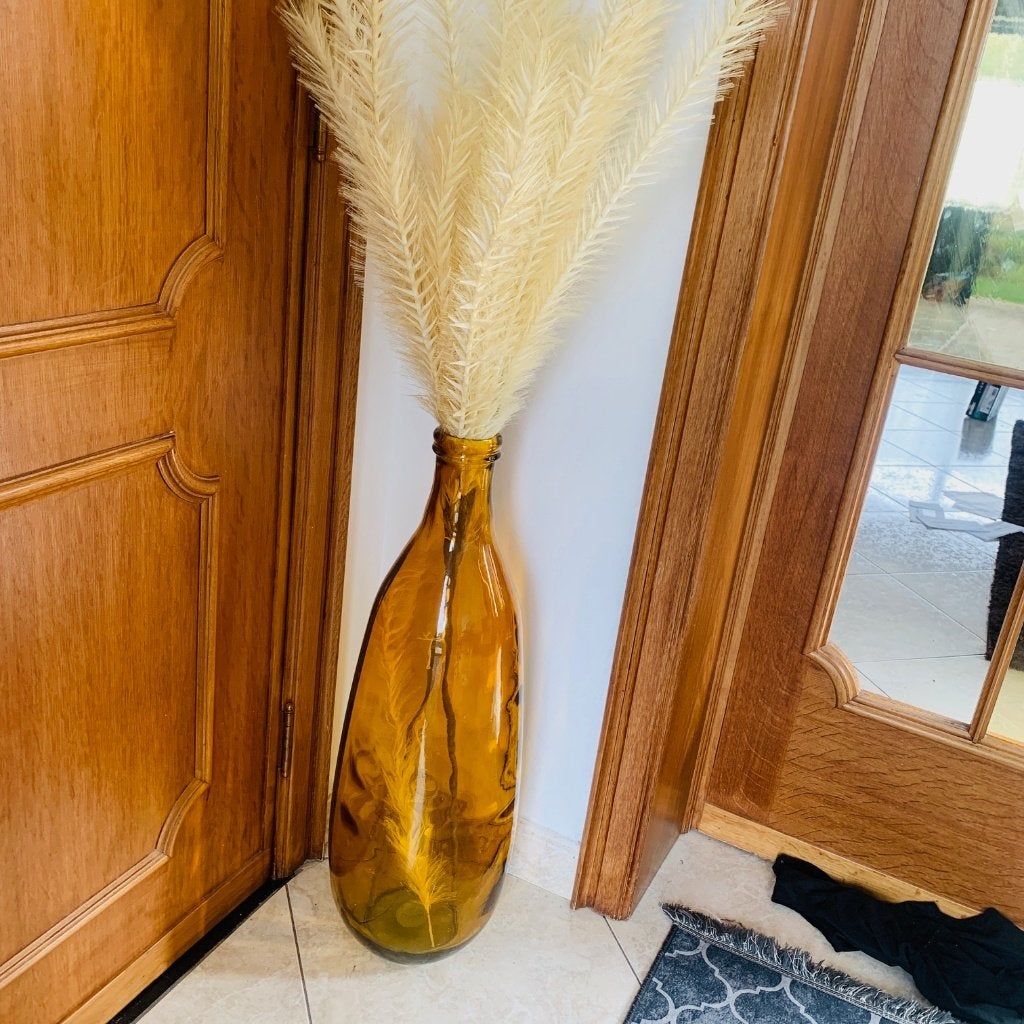 Vaas met pluimen, Huis en Inrichting, Ophalen of Verzenden, 70 cm, Goud, Glas