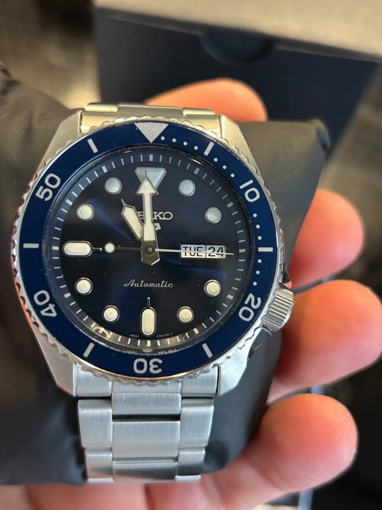 Seiko 5 Sport SRPD51K1 Blue FullSet + Garantie, Ophalen of Verzenden, Zo goed als nieuw, Seiko