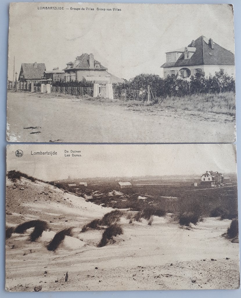 2 CP anciennes MIDDELKERKE/LOMBARDZIJDE 1927 Ref.E14, Enlèvement ou Envoi, 1920 à 1940, Affranchie, Flandre Occidentale