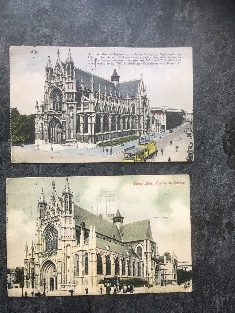 2 postkaarten Brussel - Onze-Lieve-Vrouw-ter-Zavelkerk, Ophalen of Verzenden, Brussel (Gewest)