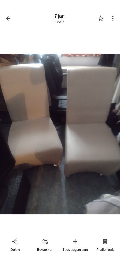2 witte lederen design stoelen, Huis en Inrichting, Ophalen, Twee, Wit, Leer