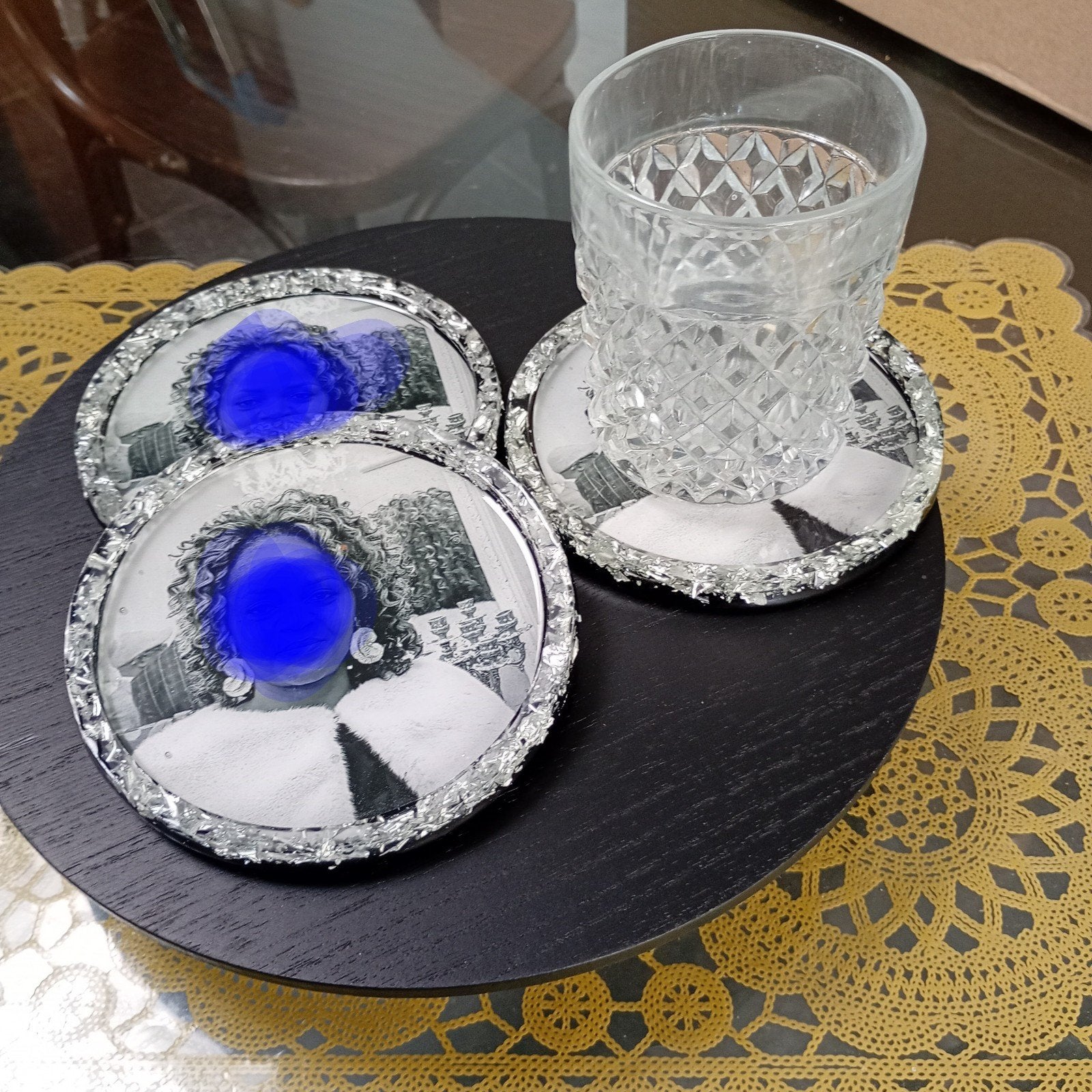 onderzetters glas, Ophalen of Verzenden, Zilver, Glas