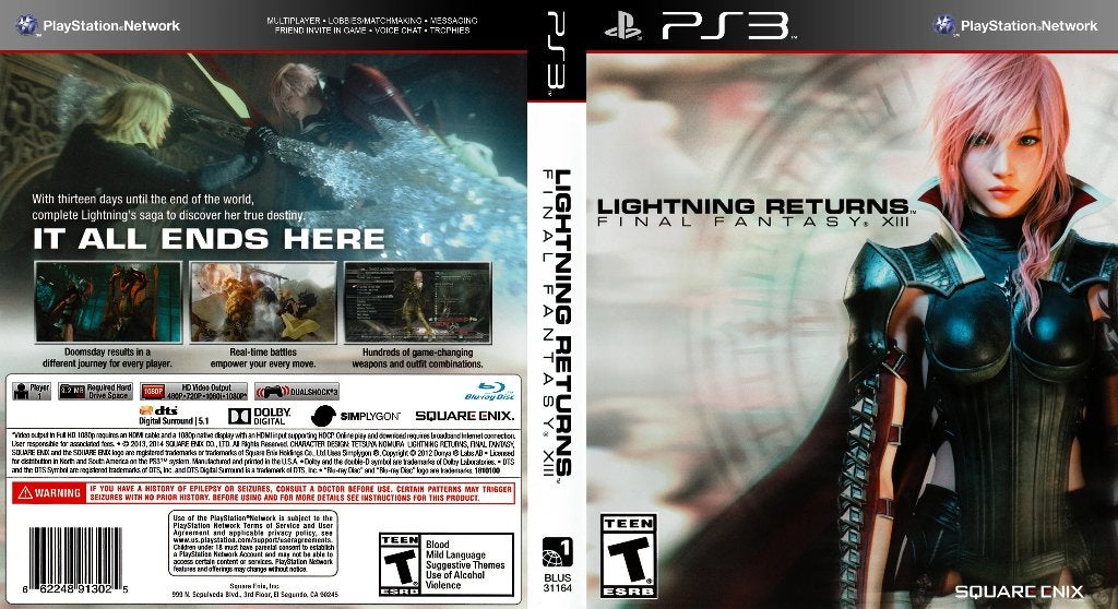 Final Fantasy XIII Lightning Returns : jeu PS3/4 + stratégie, Online, Enlèvement ou Envoi, Comme neuf, À partir de 7 ans