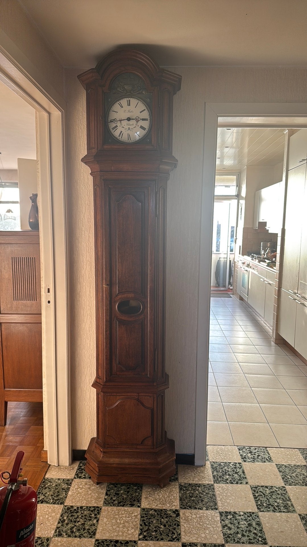 Horloge comtoise / Horloge de parquet en chêne massif, Enlèvement