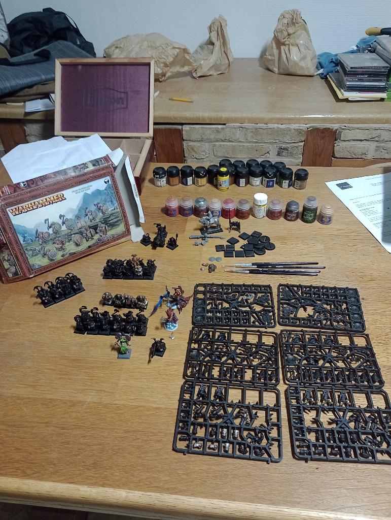 Warhammer Fantasy,gemengd dwergleger+ accessoires., Met verf, Gebruikt, Figuurtje(s), Warhammer