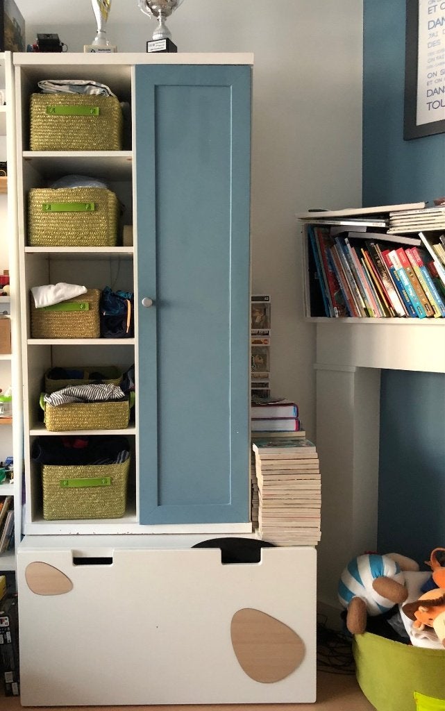 Set van 3 garderobemeubels voor de kinderkamer - wit/blauw, Ophalen, Met deur(en), Gebruikt, Moderne Ikea
