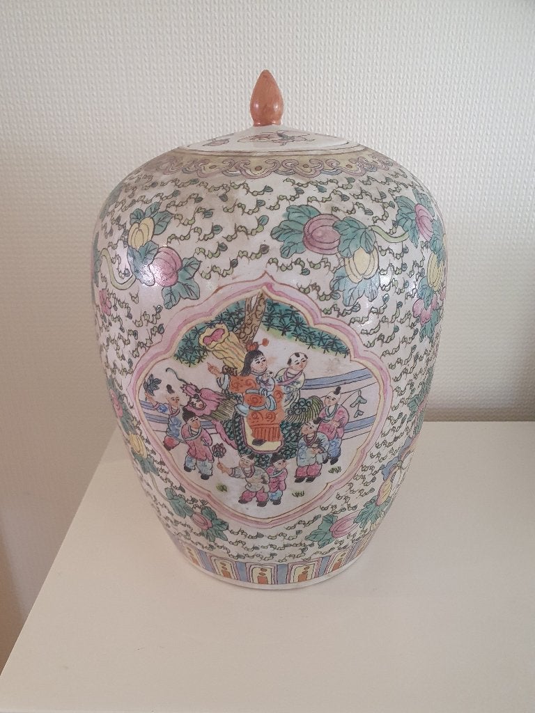 Pot à Gingembre / Potiche Chinoise Vintage Famille Rose, Ophalen