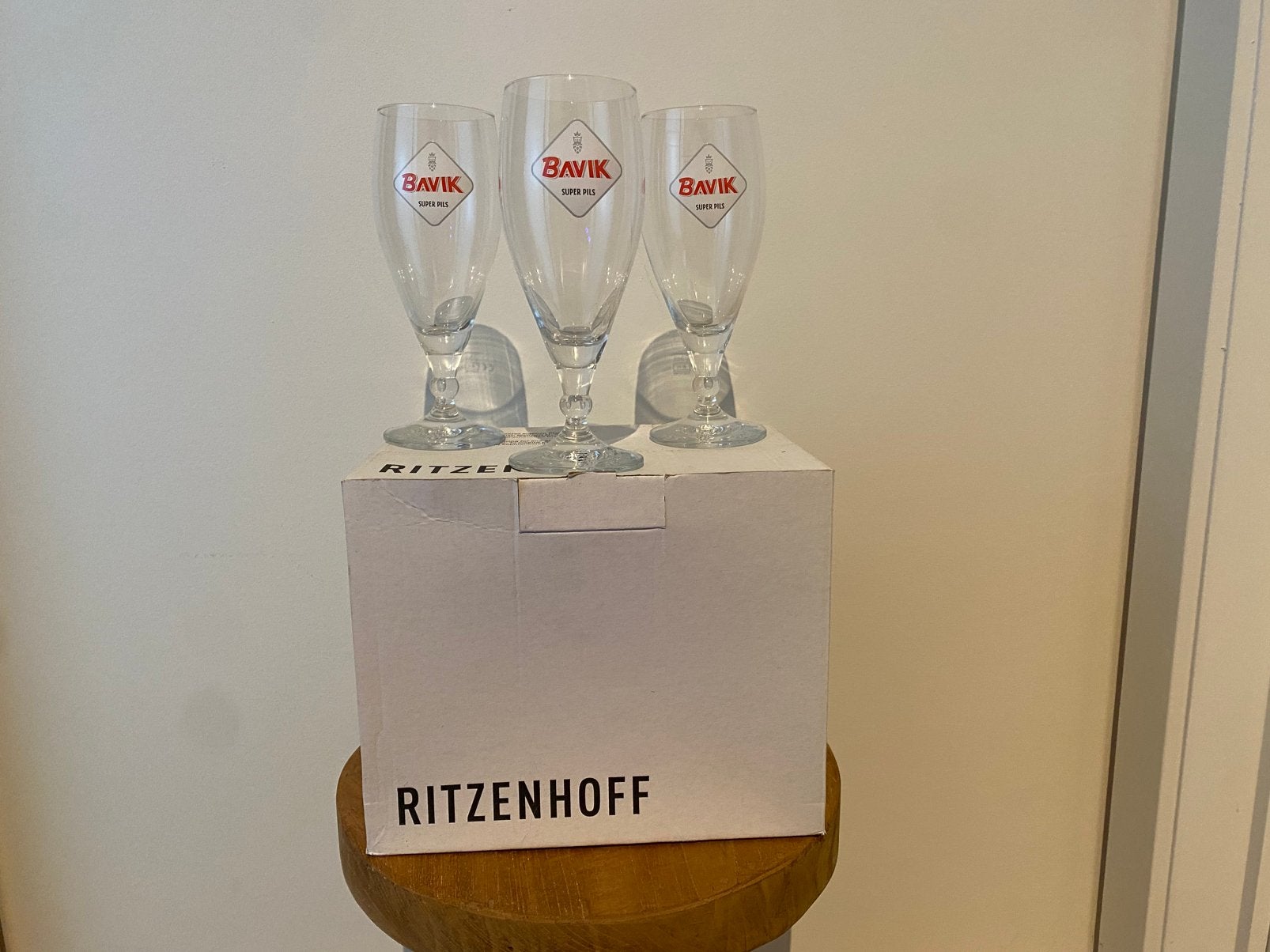 6nieuwe bierglazen op voet 25cl van bavik nieuw, Verzamelen, Ophalen, Nieuw