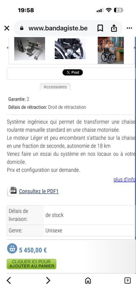 Benoit système chaise handicapé valeur neuf 5450 euros, Ophalen, Zo goed als nieuw