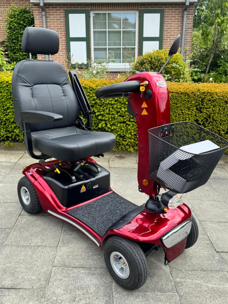Scootmobiel Shoprider GK10 de luxe bordeaux démontable, Enlèvement ou Envoi, Pliant, Comme neuf, Fauteuil roulant électrique