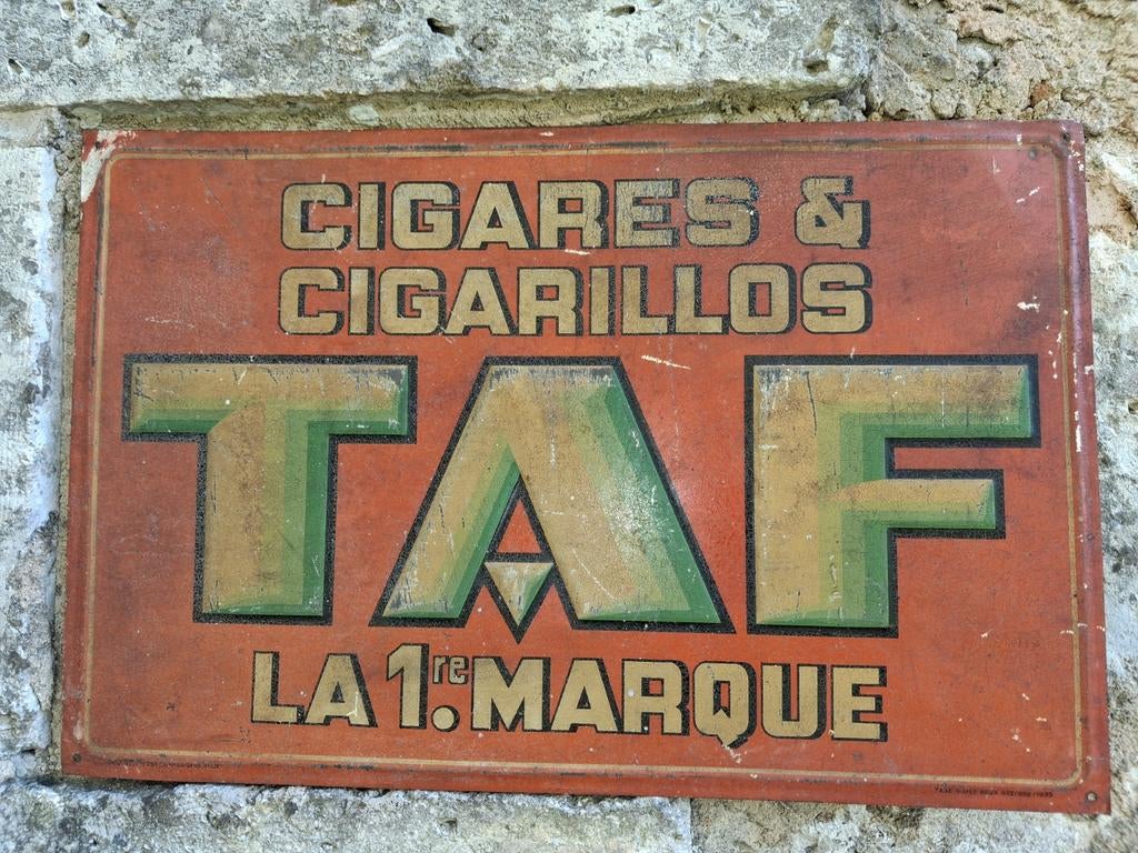 Panneau publicitaire pour cigarettes TAF 1935, Enlèvement ou Envoi