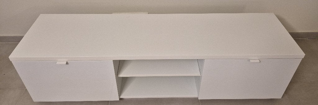 Wit TV-meubel (als nieuw) - 160 cm breed, Ophalen, 150 tot 200 cm, Zo goed als nieuw, Minder dan 100 cm
