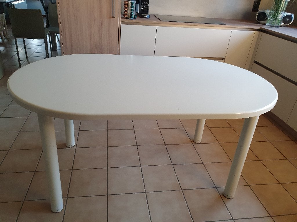 eettafel ovaal wit, Huis en Inrichting, Ophalen, Gebruikt, 50 tot 100 cm, Vijf personen of meer