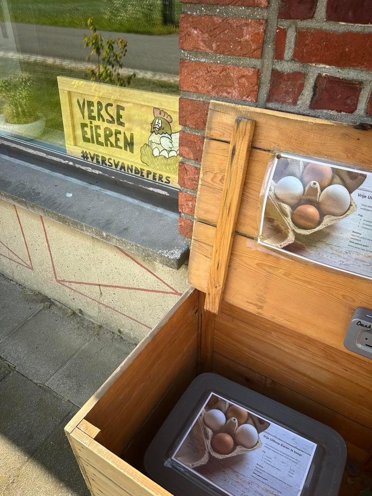 Verse eieren, vrije uitloop te koop, Ophalen