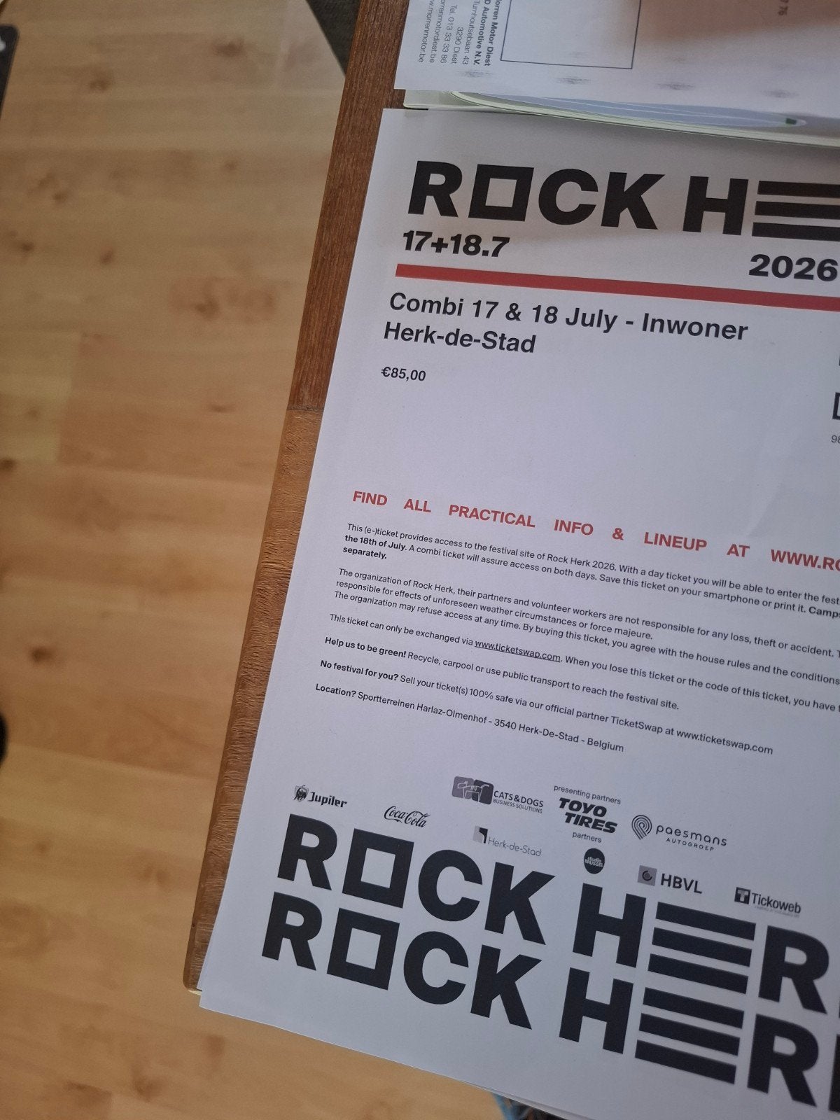 Ticket combi Rock Herk, Tickets en Kaartjes