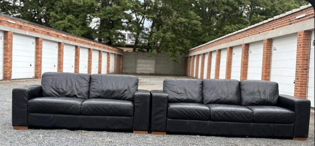 Bankstel Lounge 3+2 echt leer + LEVERING, Ophalen of Verzenden, Zo goed als nieuw, Leer
