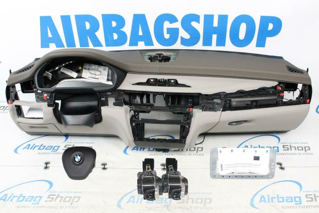 Airbag set Dashboard bruin/grijs HUD wit stiksels BMW X5 F15