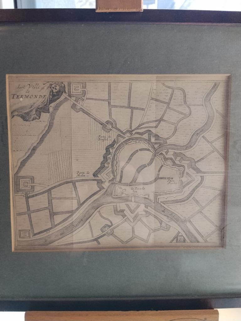 Oude stadskaart, Antiek en Kunst, Kunst | Etsen en Gravures, Ophalen