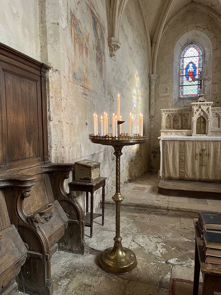 Zeer Unieke Antieke Franse Kerk Kandelaar met Fleur de Lis, Antiek en Kunst, Ophalen, Koper of Brons