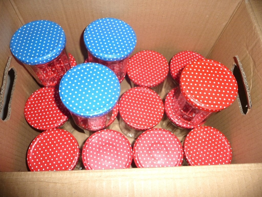 Bocaux à confiture 370 gr (jusqu'à 13 + 3 pièces), Enlèvement ou Envoi, Comme neuf, Verre, Casserole, Bidon ou Boîte