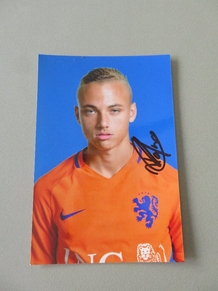 2017 Jong Ajax Holland gesigneerde foto Noa Lang Club Brugge, Ophalen of Verzenden, Zo goed als nieuw, Poster, Plaatje of Sticker