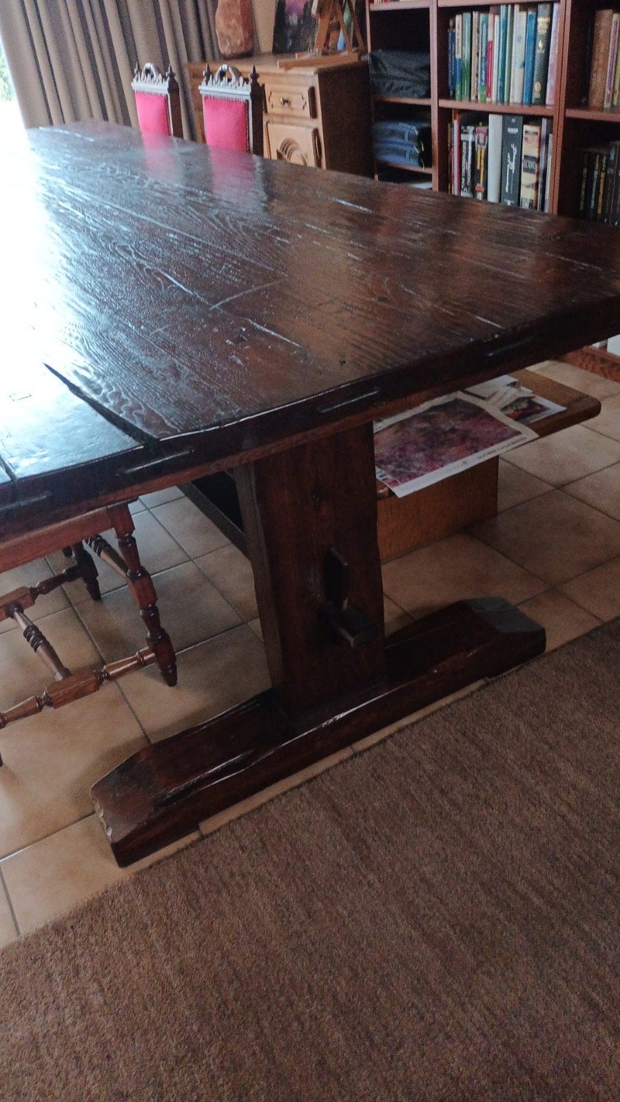 Robuuste eiken kloostertafel (3 meter lang), Ophalen, 100 tot 150 cm, Glad eiken houd, Eikenhout