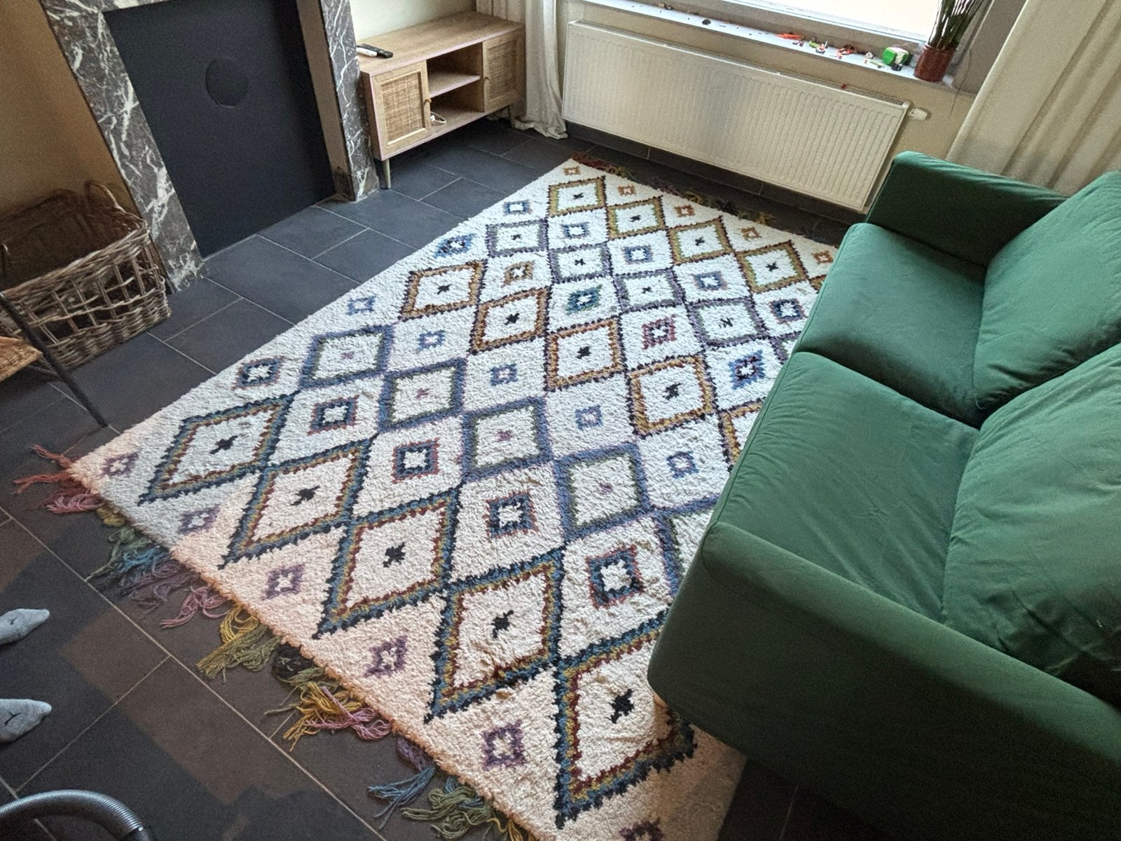 Tapijt in berber stijl 100% wol, Ourika 200x290, Huis en Inrichting, Ophalen, Gebruikt, Tapijt