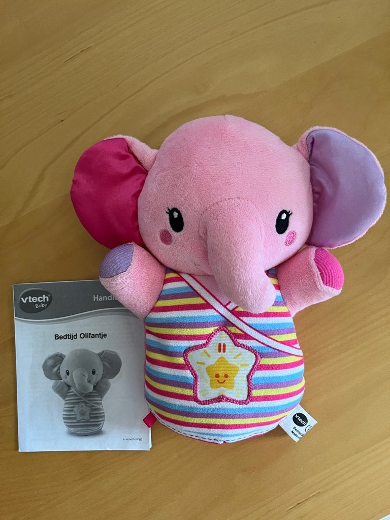 Vtech Knuffel bedtijd olifantje, Ophalen of Verzenden, Zo goed als nieuw, Met geluid, Olifant